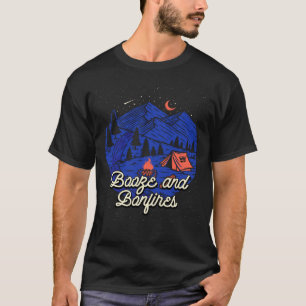 Camiseta Booze e Bonfire Camping Beer Camper Drinker Hi