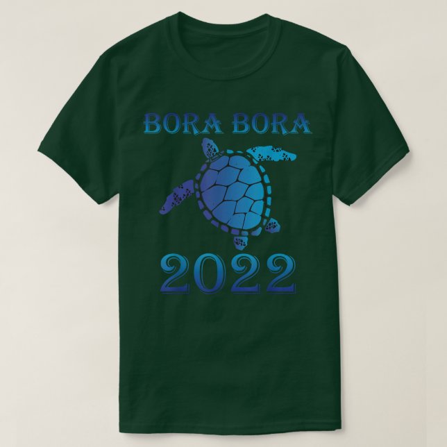 Camiseta Bora Bora Spring Break 2022 Sea Turtle Family Vaca (Frente do Design)