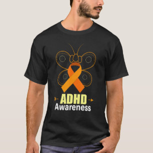 Camiseta Borboleta Adhd Faixa Laranja Adição Consciência Ad
