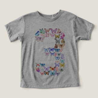 Camiseta Borboleta aniversário de 3 anos Ameaçada De 3 Anos