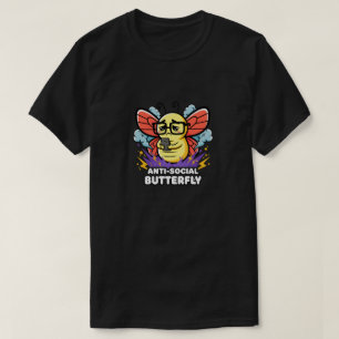 Camiseta Borboleta Anti-Social Engraçado Design de Nerd Int
