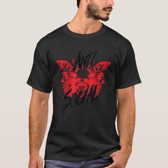 Camiseta Borboleta Anti-Social Para O Introdução 2 (Frente)