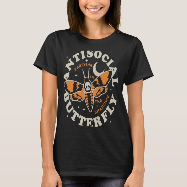 Camiseta Borboleta Antisocial Grunge Fairycore Aesthe (Frente)