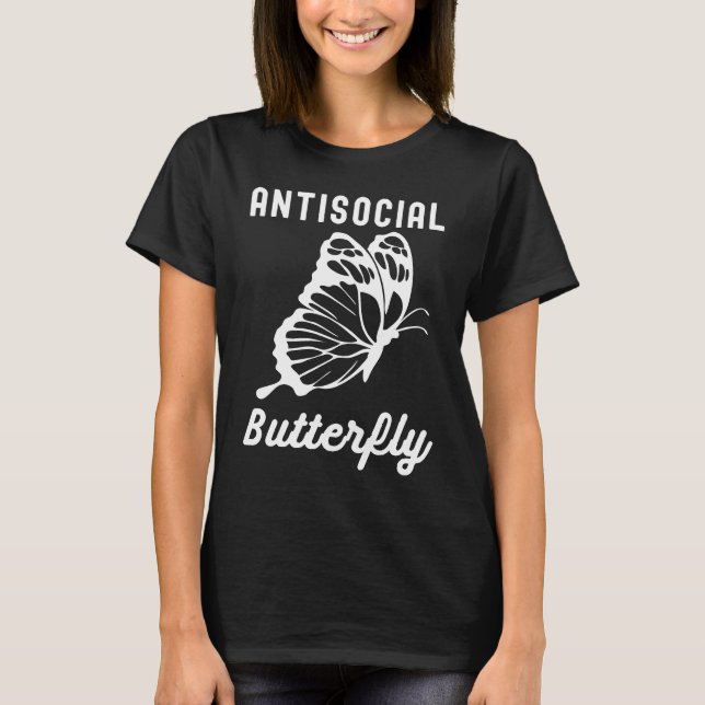 Camiseta Borboleta antissocial para introver (Frente)
