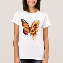 Camiseta Borboleta Aquarela PNG de Girassol Design Floral