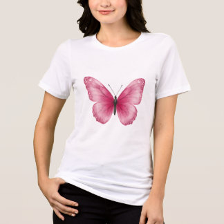 Camiseta Borboleta Aquarela Rosa Estética