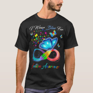 Camiseta Borboleta Autismo Eu Uso Azul Para a Conscientizaç