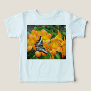 Camiseta Borboleta azul com Rhododendron tropical