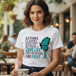 Camiseta Borboleta Azul Conscientização sobre Asma