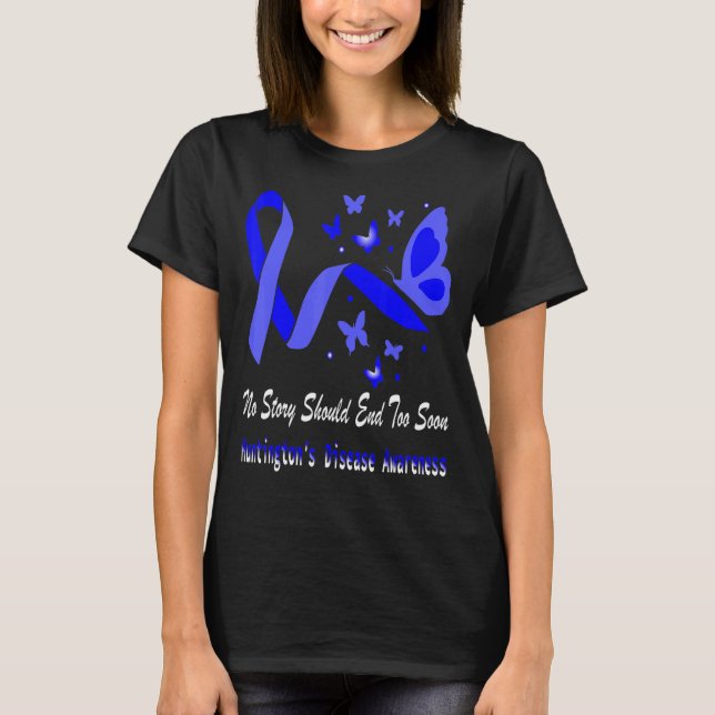 Camiseta Borboleta Azul de Consciência da Doença de Hunting (Frente)