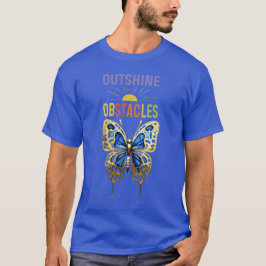 Camiseta Borboleta Azul Elegante: "Esqueça seus Obstáculos"