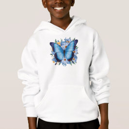 Camiseta Borboleta Azul Graciosa em Floral