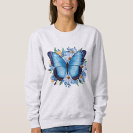 Camiseta Borboleta Azul Graciosa em Floral