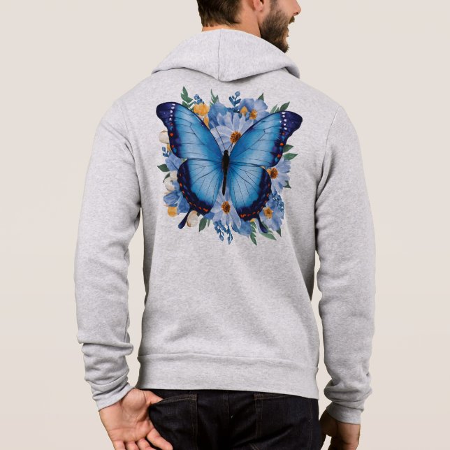 Camiseta Borboleta Azul Graciosa em Floral (Verso)
