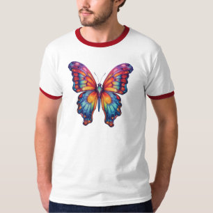 Camiseta Borboleta Azul Laranja Asas