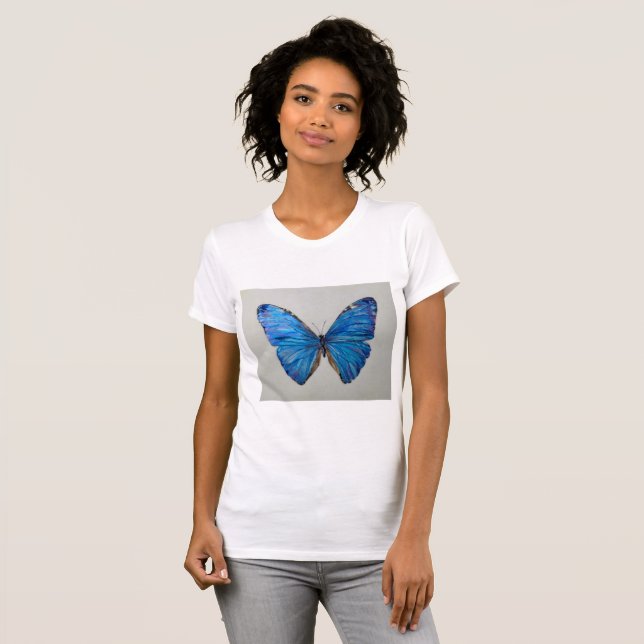 Camiseta Borboleta Azul Morpho (Frente Completa)