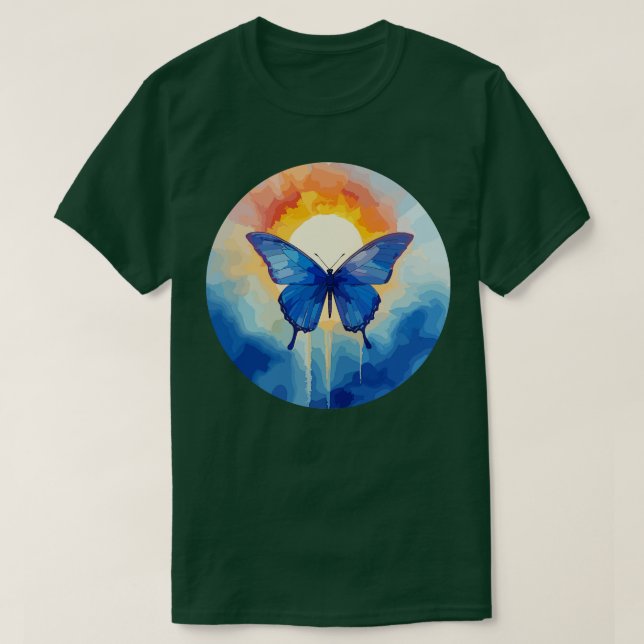 Camiseta Borboleta Azul Morpho 28 (Frente do Design)