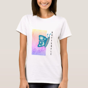 Camiseta Borboleta Azul Trendy com Abstrato de padrão