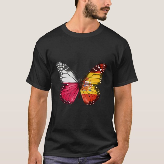 Camiseta Borboleta Bandeira Espanhola Polida (Frente)