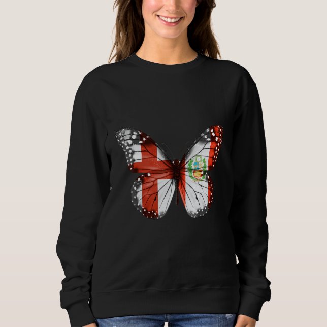 Camiseta Borboleta Bandeira Peruana Inglesa (Frente)