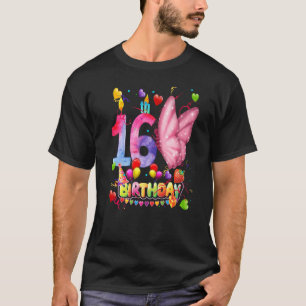 Camiseta Borboleta Birthday, 16 anos Crianças 16 anos Borbo