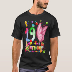 Camiseta Borboleta Birthday, 19 anos Crianças de 19 anos Bo