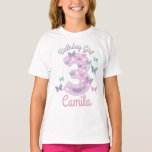 Camiseta Borboleta Birthday Girl Third<br><div class="desc">Comemore o aniversário com esta camiseta especial,  design personalizada</div>