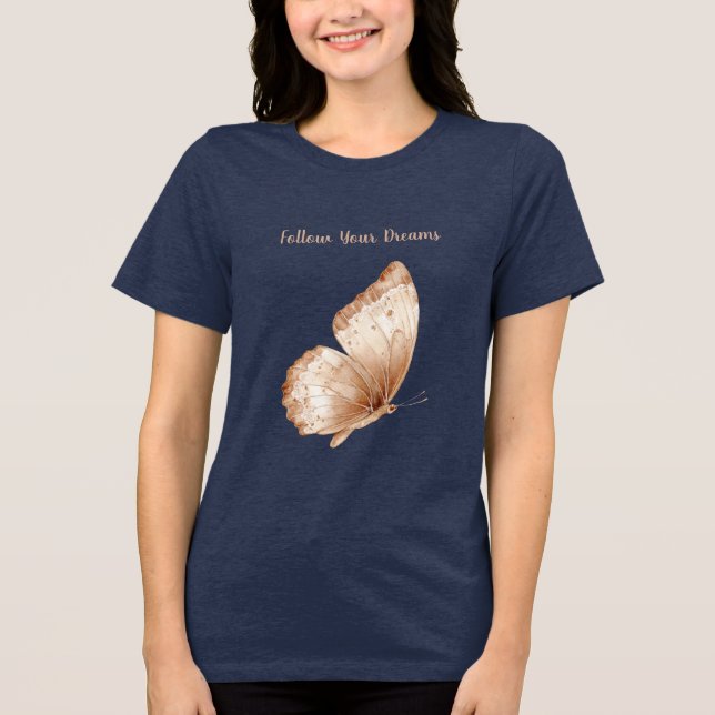 Camiseta Borboleta Boho Bege Creme (Frente)