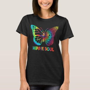 Camiseta Borboleta bonito Hippie Soul com Sinais de Paz Hip