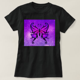 Camiseta Borboleta Bonito roxa-negra confortável T feminino