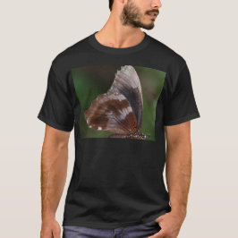 Camiseta Borboleta branca e marrom em flor vermelha