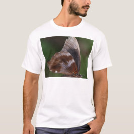Camiseta Borboleta Branca e Marrom em Flor Vermelha
