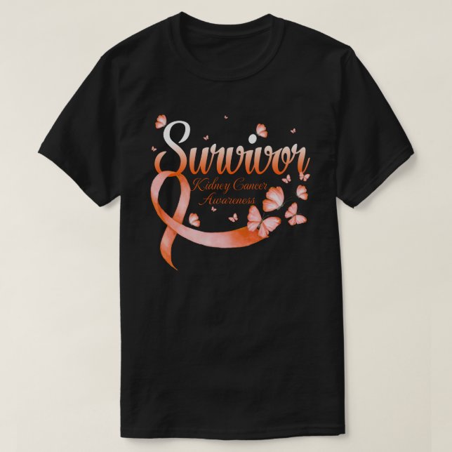 Camiseta Borboleta Cancer de rim de sobrevivência (Frente do Design)