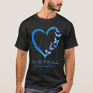 Camiseta Borboleta Cardíaca Eu Visto Azul Para Meu Avô Auti
