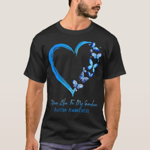 Camiseta Borboleta Cardíaca Eu Visto Azul Para Meu Avô Auti