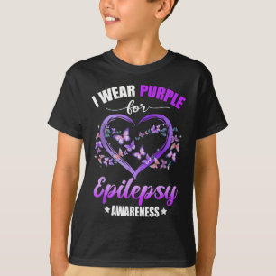 Camiseta Borboleta Cardíaca Eu Visto Roxo Para Epilepsia