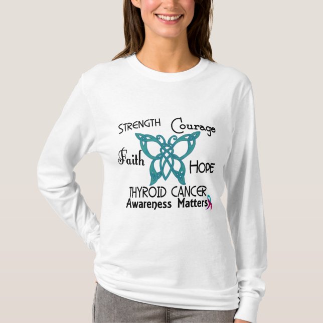 Camiseta Borboleta celta 3 do cancer de tiróide (Frente)