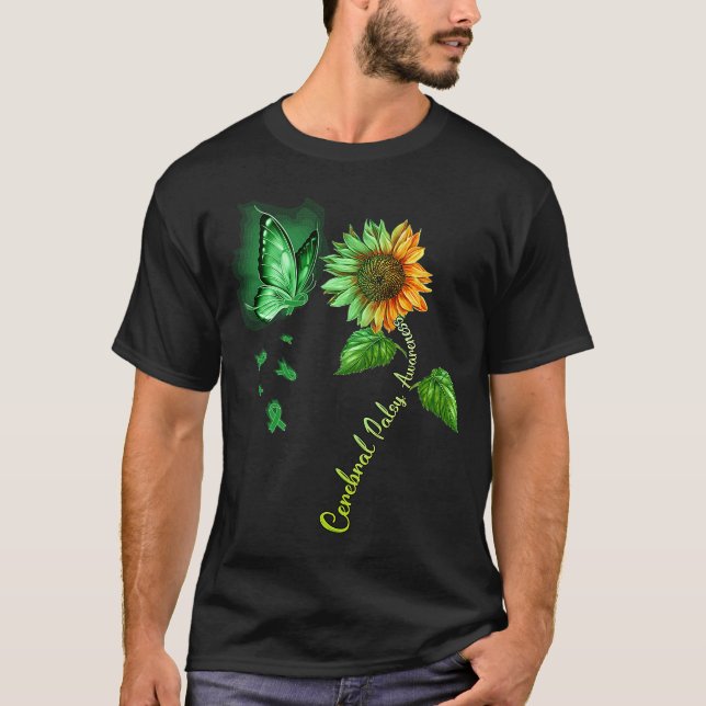 Camiseta Borboleta Cerebral de girassol Sensibilização para (Frente)