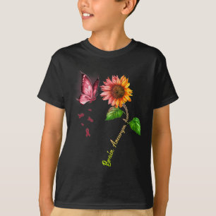 Camiseta Borboleta Cérebro de Girassol Aneurisma Sensibiliz