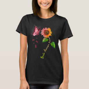 Camiseta Borboleta Cérebro de Girassol Aneurisma Sensibiliz