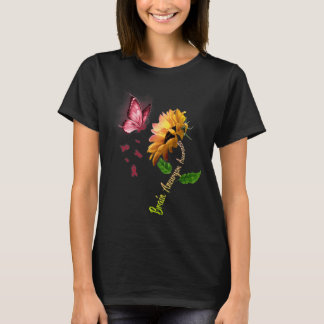 Camiseta Borboleta Cérebro de Girassol Aneurisma Sensibiliz