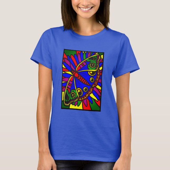 Camiseta Borboleta Colorida de Abstrato (Frente)