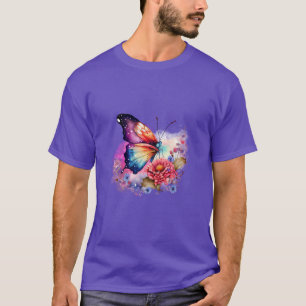 Camiseta Borboleta Colorida e Unisex Floral