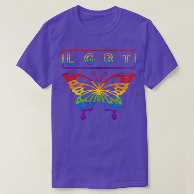 Camiseta Borboleta Colorida LGBT (Frente do Design)
