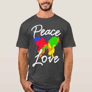 Camiseta Borboleta Colorida Peace Love