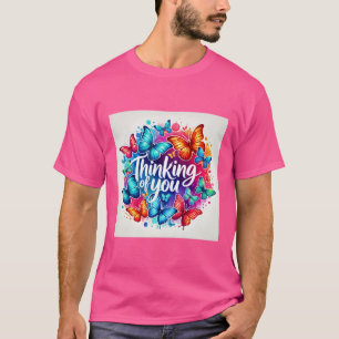 Camiseta Borboleta Colorida Pensando Em Você Mens Tshirt