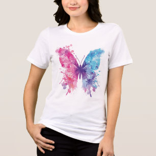 Camiseta Borboleta com Aquarela Rosa e Azul – Pa S