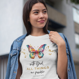 Camiseta Borboleta Com Deus Tudo É Possível