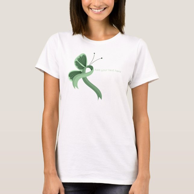 Camiseta Borboleta com Fita de Conscientização Ver (Frente)