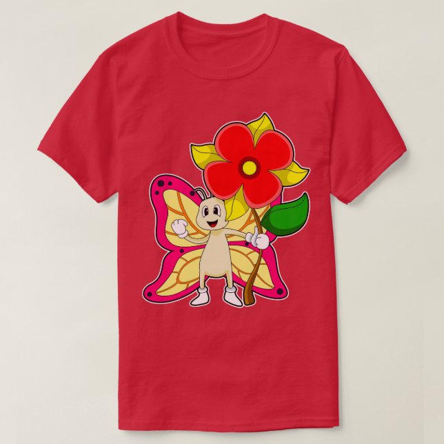 Camiseta Borboleta com Flor (Frente do Design)